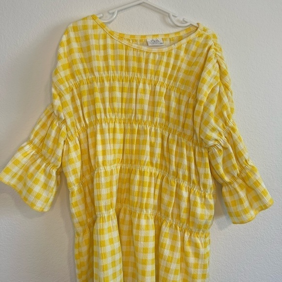 Zara Girls Yellow Plaid Blouse Size 13/14 - Picture 2 of 7